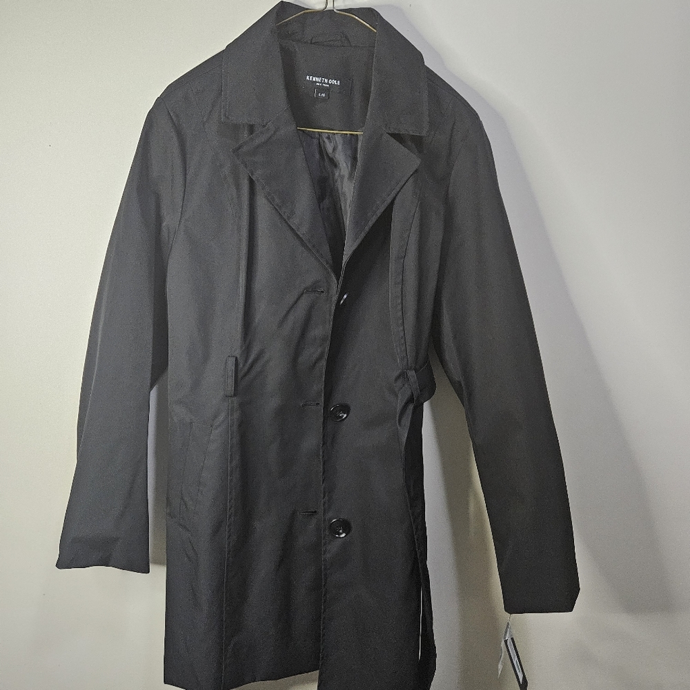 Kenneth Cole New York Size L Black Trench Coat